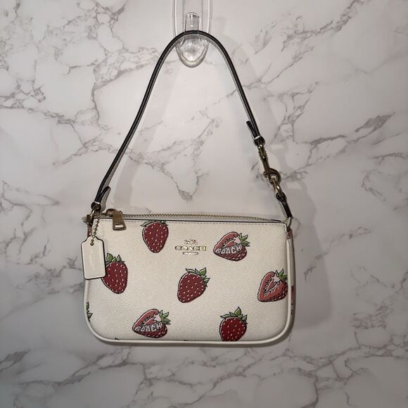 NWT Coach Nolita 19 Leather Shoulder Bag With Strawberry Print CAL25 - Picture 1 of 6